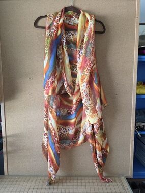 Rainbow Y2K Leopard Print Sheer Scarf Wrap  Multicolor Chiffon Shawl. One Size